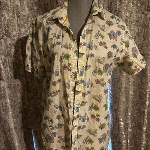 Men's Short-Sleeve Printed Button-Up Shirt - Cream Tropical Print